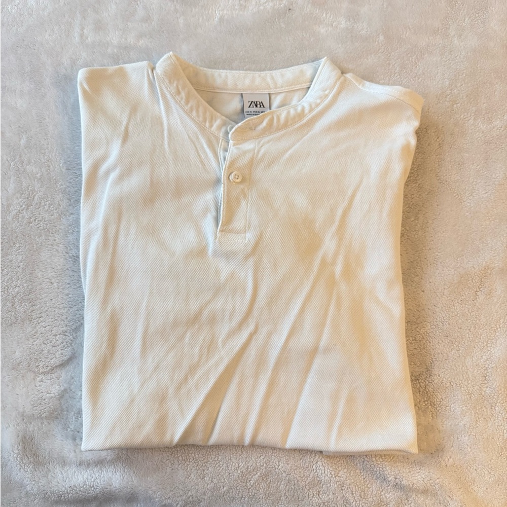 Zara Men's Off-White Button Shirt XL